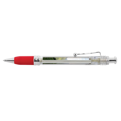 The TRENDS Pluto Banner Pen is a retractable plastic & metal pen with clear barrel. Pull out banner. 6 colours. Blue or Black Ink.