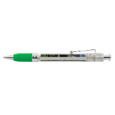 The TRENDS Pluto Banner Pen is a retractable plastic & metal pen with clear barrel. Pull out banner. 6 colours. Blue or Black Ink.