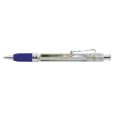 The TRENDS Pluto Banner Pen is a retractable plastic & metal pen with clear barrel. Pull out banner. 6 colours. Blue or Black Ink.