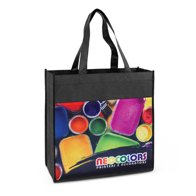 The Trends Collection Hanover Tote Bag is a large tote bag with full colour sublimation printing.  Great branded black tote bags from Trends Collection.