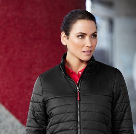 The Biz Collection Womens Expedition Quilted Jacket is a light water repellent, insulated jacket.  In Black or Navy.  XS - 2XL.  Great branded quilted jackets & Biz Collection apparel.