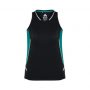 SG702L Biz Collection Womens Renegade Singlet BlackTeal_Front