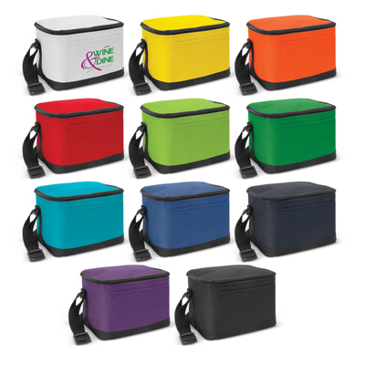 The Trends Collection Bathurst Cooler Bag is a 4.2 litre cooler bag.  PE Foam Insulation with waterproof PEVA inner.  11 colours.  Great branded small cooler bags.