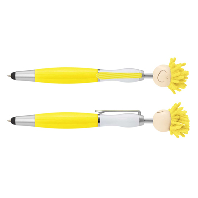 The TRENDS Mop Topper Pen is a fun, retractable plastic & metal ball pen with smiley faced head. 7 colours. Great branded pens.