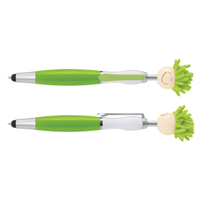 The TRENDS Mop Topper Pen is a fun, retractable plastic & metal ball pen with smiley faced head. 7 colours. Great branded pens.
