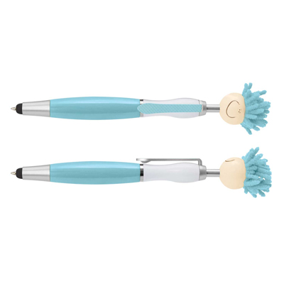 The TRENDS Mop Topper Pen is a fun, retractable plastic & metal ball pen with smiley faced head. 7 colours. Great branded pens.