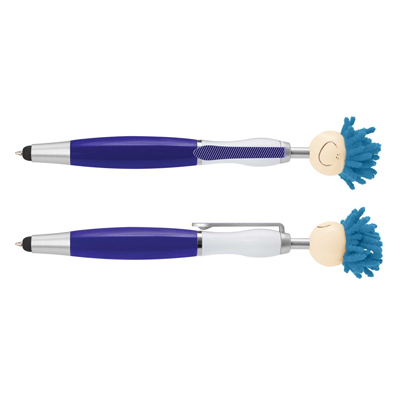 The TRENDS Mop Topper Pen is a fun, retractable plastic & metal ball pen with smiley faced head. 7 colours. Great branded pens.