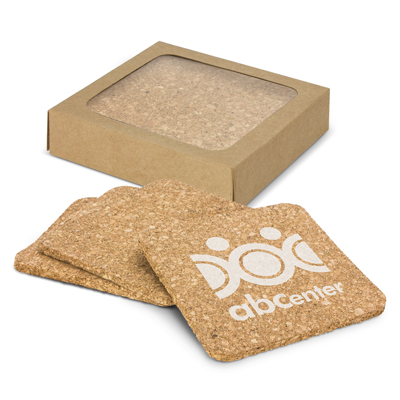 The TRENDS Oakridge Cork Coaster Square is a set of 4 robust and stylish natural cork coasters.  Print or engrave. 