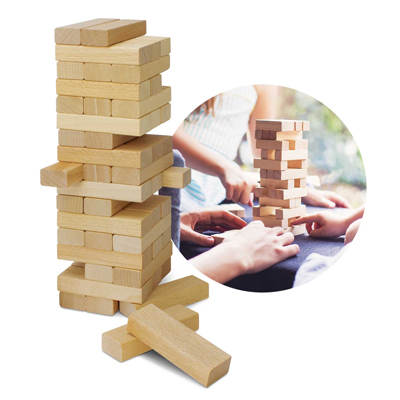 The Trends Collection Tumbling Tower is your favourite game of Jenga customised with your branding.  3 engraving positions.  Branded fun games.