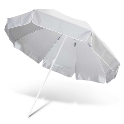 The Trends Collection Bahama Beach Umbrella is a large 113cm rib length, 8 panel beach umbrella. In White/Silver. Great branded beach umbrellas.