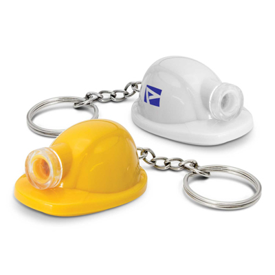 The Trends Collection Hard Hat Key Light is a novel key ring in the shape of hard hat with bright LED light. 2 colour. Great branded novelty key rings.