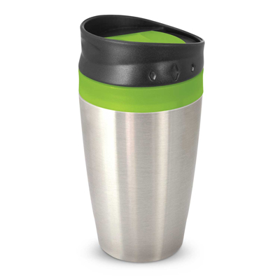 The Trends Collection Octane Coffee Cup is a 400ml double wall cup. Stainless Steel outer. Screw on lid. 7 colours. Great branded reusable coffee cups.