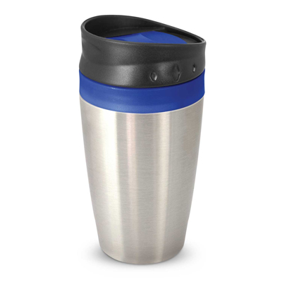 The Trends Collection Octane Coffee Cup is a 400ml double wall cup. Stainless Steel outer. Screw on lid. 7 colours. Great branded reusable coffee cups.