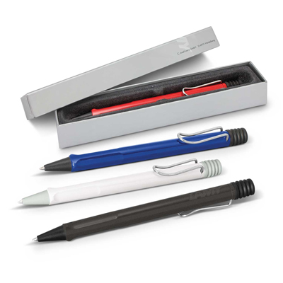 The Trends Collection Lamy Safari Pen is a classic ball pen made from polished plastic.  4 colours.  Printed in 1 position.  Great branded corporate pens.