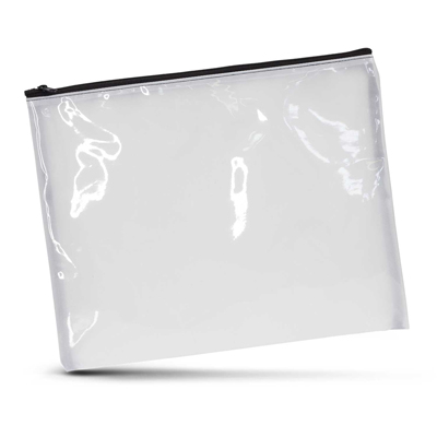 The Trends Collection Madonna Cosmetic Bag comes in 3 sizes. Large cosmetic bag made in transparent plastic. Black zip closure. Full Colour branding.
