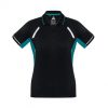 P700LS Biz Collection Womens Renegade Polo  Black/Teal – Promotrenz