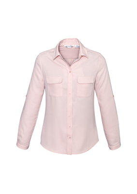 The Biz Collection Madison Long Sleeve Blouse is a mechanical stretch polyester blouse.  5 colours.  6 - 26.  Great long sleeve work blouses.