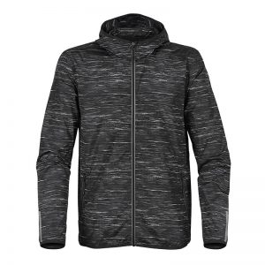 The Stormtech Mens Ozone Lightweight Shell has an elasticised hood, cuffs and hem. Great for mild environments. In Carbon.