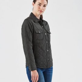 The Stormtech Womens Diamondback Jacket is a lightweight, quilted, water resistant jacket. Multiple pockets. Available in Black.