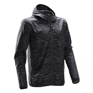 The Stormtech Mens Ozone Lightweight Shell has an elasticised hood, cuffs and hem. Great for mild environments. In Carbon.