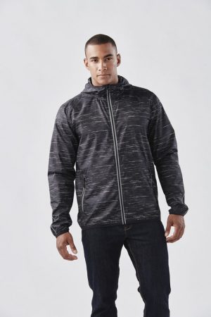 The Stormtech Mens Ozone Lightweight Shell has an elasticised hood, cuffs and hem. Great for mild environments. In Carbon.