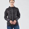 The Stormtech Womens Ozone Lightweight Shell has an elasticised hood, cuffs and hem. Great for mild environments. Waterproof resistant up to 600m. In Carbon.