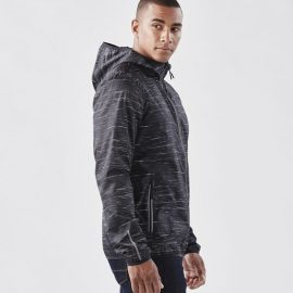 The Stormtech Mens Ozone Lightweight Shell has an elasticised hood, cuffs and hem. Great for mild environments. In Carbon.