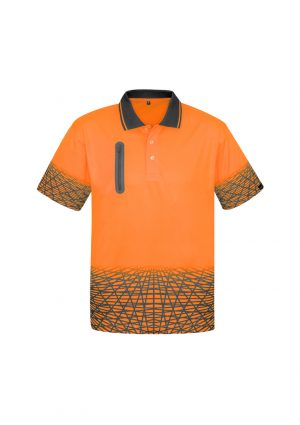 The Syzmik Mens Tracks Polo is a breathable, quick dry, hi viz polo with zip pocket.  4 colours.  XS - 7XL.  Great practical hi vis workwear from Syzmik.