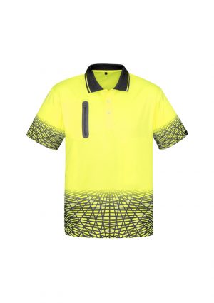 The Syzmik Mens Tracks Polo is a breathable, quick dry, hi viz polo with zip pocket.  4 colours.  XS - 7XL.  Great practical hi vis workwear from Syzmik.