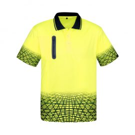 The Syzmik Mens Tracks Polo is a breathable, quick dry, hi viz polo with zip pocket.  4 colours.  XS - 7XL.  Great practical hi vis workwear from Syzmik.