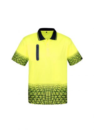 The Syzmik Mens Tracks Polo is a breathable, quick dry, hi viz polo with zip pocket.  4 colours.  XS - 7XL.  Great practical hi vis workwear from Syzmik.