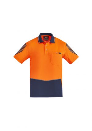 The Syzmik Flux Short Sleeve Polo is a 175gsm polyester with stretch mesh panels.  XXS-7XL.  6 colours.  Great branded short sleeve hi vis polos.