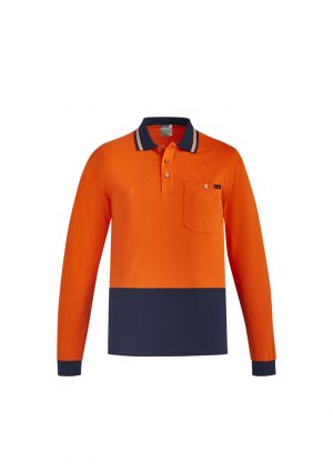 ZH430 Syzmik Hi Vis Cotton Long Sleeve Polo - Orange/Navy The Syzmik Hi Vis Cotton Long sleeve Polo is a natural, soft cotton fabric, hi vis polo. 2 colours. XXS - 7XL. Great branded hi vis cotton polos from Syzmik.