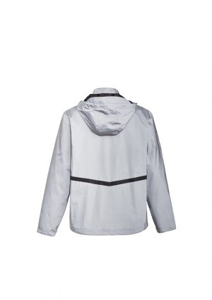 The Syzmik Reflective Waterproof Streetworx Jacket is made from fully reflective material. Increases safety at night. In Silver. Great hi viz jackets from Syzmik
