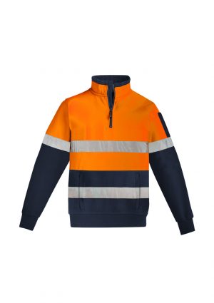 The Syzmik Mens Hi Vis 1/4 Zip Pullover is a hoop taped premium heavyweight brushed fleece.  2 colours.  Great branded hi vis work fleeces.