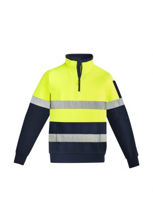 The Syzmik Mens Hi Vis 1/4 Zip Pullover is a hoop taped premium heavyweight brushed fleece.  2 colours.  Great branded hi vis work fleeces.