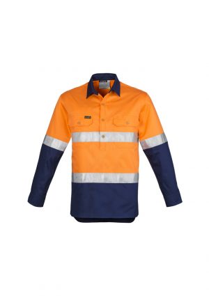 The Syzmik Mens Hi Vis Closed Front Long Sleeve Shirt Hoop Taped is a 170gsm cotton twill  shirt.  2 colours.  Great branded hi viz workwear. 