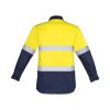 ZW550 Syzmik Mens Hi Vis Closed Front Long Sleeve Shirt Hoop Taped Yellow/Navy – Promotrenz