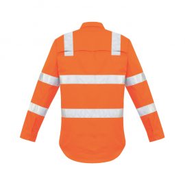 The Syzmik Mens Bio Motion Vic Rail Shirt is a 150gsm lightweight cotton twill shirt.  In Orange.  Bio motion taping on arm.  Chest pockets and mesh vents.