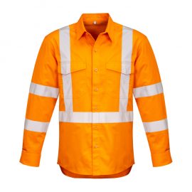 The Syzmik Mens Hi Vis X Back Taped Shirt is made from 100% cotton twill in Orange.  Mesh vent inserts.  XXS - 7XL  Great hi vis branded workwear from Syzmik.