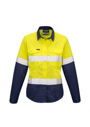 The Syzmik Womens Rugged Cooling Taped Hi Vis Spliced Shirt is a square weave cotton ripstop shirt.  2 colours.  8 - 24.  Great hi vis womens workwear.