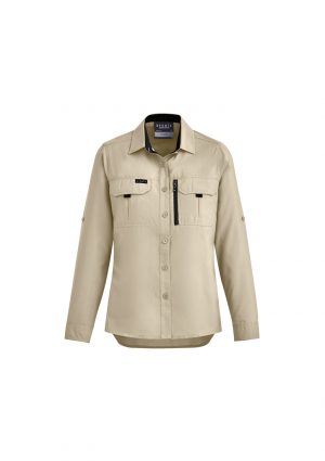 The Syzmik Womens Outdoor Long Sleeve Shirt is a 100% polyester ripstop lightweight work shirt.  6 colours.  6 - 24.  Great branded long sleeve work shirts.