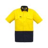 ZW815 Syzmik Mens Rugged Cooling Hi Vis Spliced shirt Yellow/Navy – Promotrenz