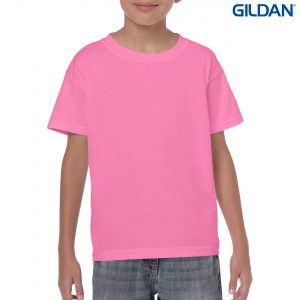 The Gildan Heavy Cotton Youth T Shirt is a 50% cotton/50% polyester tee.  Sizes 8 - 16.  26 colours.  Great cost effective kids tees for printing and events.