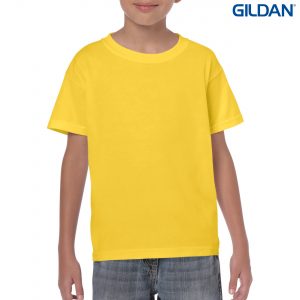 The Gildan Heavy Cotton Youth T Shirt is a 50% cotton/50% polyester tee.  Sizes 8 - 16.  26 colours.  Great cost effective kids tees for printing and events.