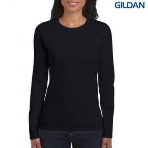 The Gildan Ladies Long Sleeve T Shirt is a 100% cotton fitted long sleeve ladies tee. 4 colours. S - 3XL. Great branded long sleeve tees from Gildan.