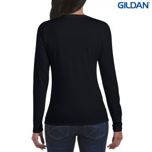 The Gildan Ladies Long Sleeve T Shirt is a 100% cotton fitted long sleeve ladies tee. 4 colours. S - 3XL. Great branded long sleeve tees from Gildan.