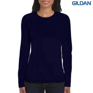 64400L Gildan Softstyle Ladies Long Sleeve T Shirt - Navy - Promotrenz The Gildan Ladies Long Sleeve T Shirt is a 100% cotton fitted long sleeve ladies tee. 4 colours. S - 3XL. Great branded long sleeve tees from Gildan.
