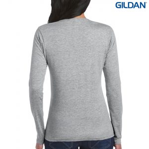 The Gildan Ladies Long Sleeve T Shirt is a 100% cotton fitted long sleeve ladies tee. 4 colours. S - 3XL. Great branded long sleeve tees from Gildan.