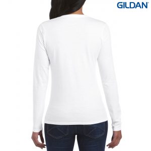 The Gildan Ladies Long Sleeve T Shirt is a 100% cotton fitted long sleeve ladies tee. 4 colours. S - 3XL. Great branded long sleeve tees from Gildan.